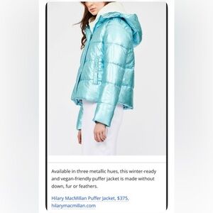 Hilary MacMillan aqua blue Metallic Women's Puffer Jacket
